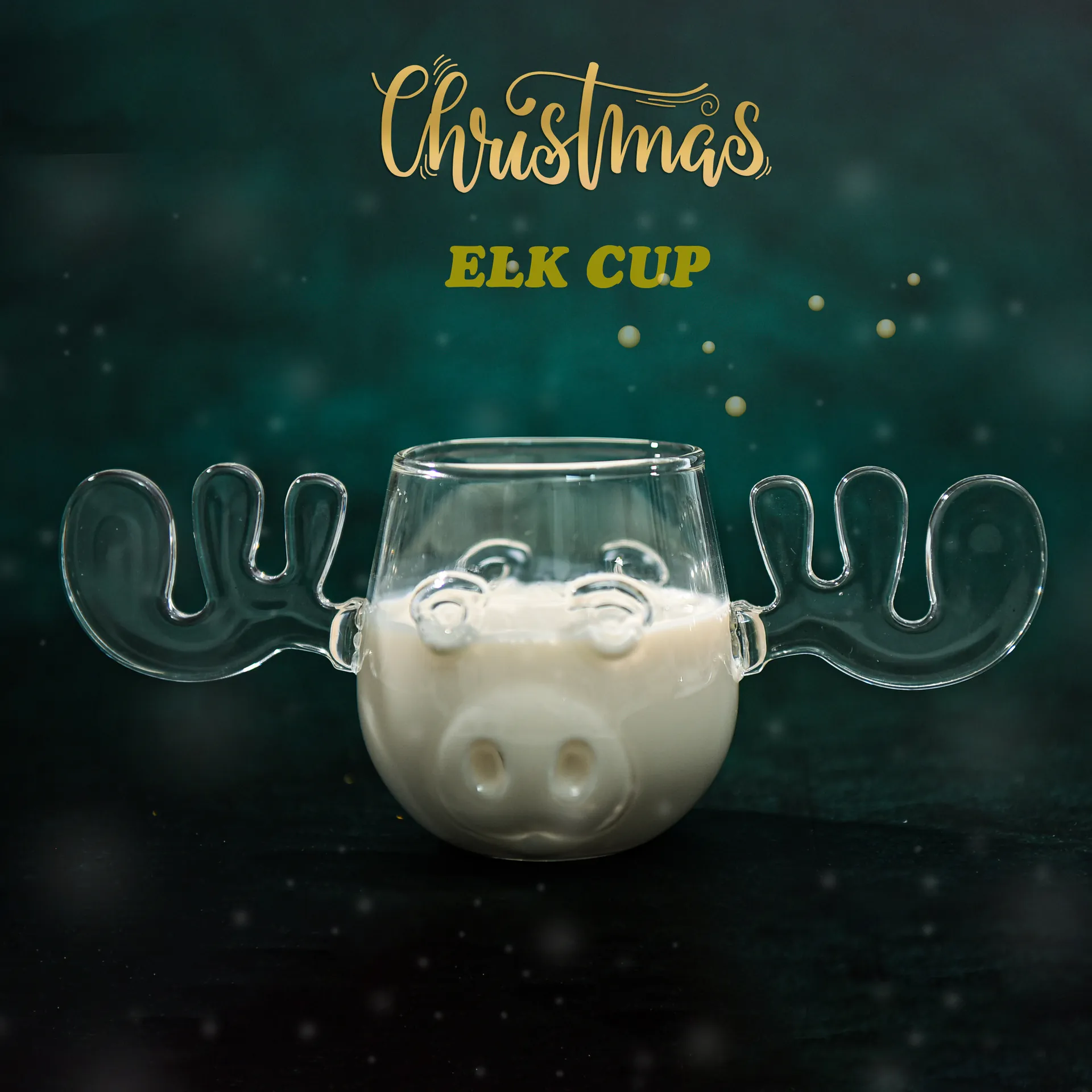 Weihnachten Elch Tasse Borosilikatglas Rentier Kaffeebecher Mit Geweihgriffen Hitzebeständig Kreative Feiertagsgläser