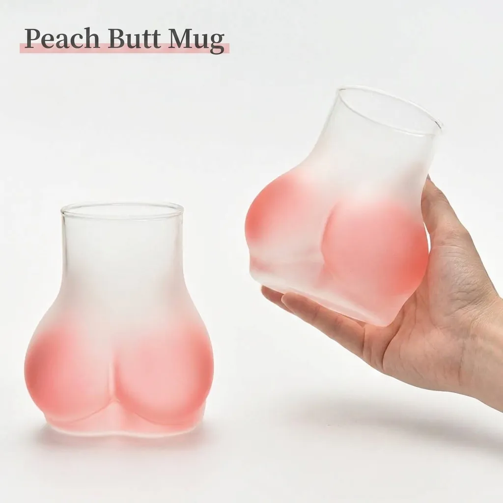 Kreative Glasbecher in Pofom Lustige Körperform Matt Rosa Transparent Kaffeetasse Bierglas Neuheit Geschenk Wohndeko
