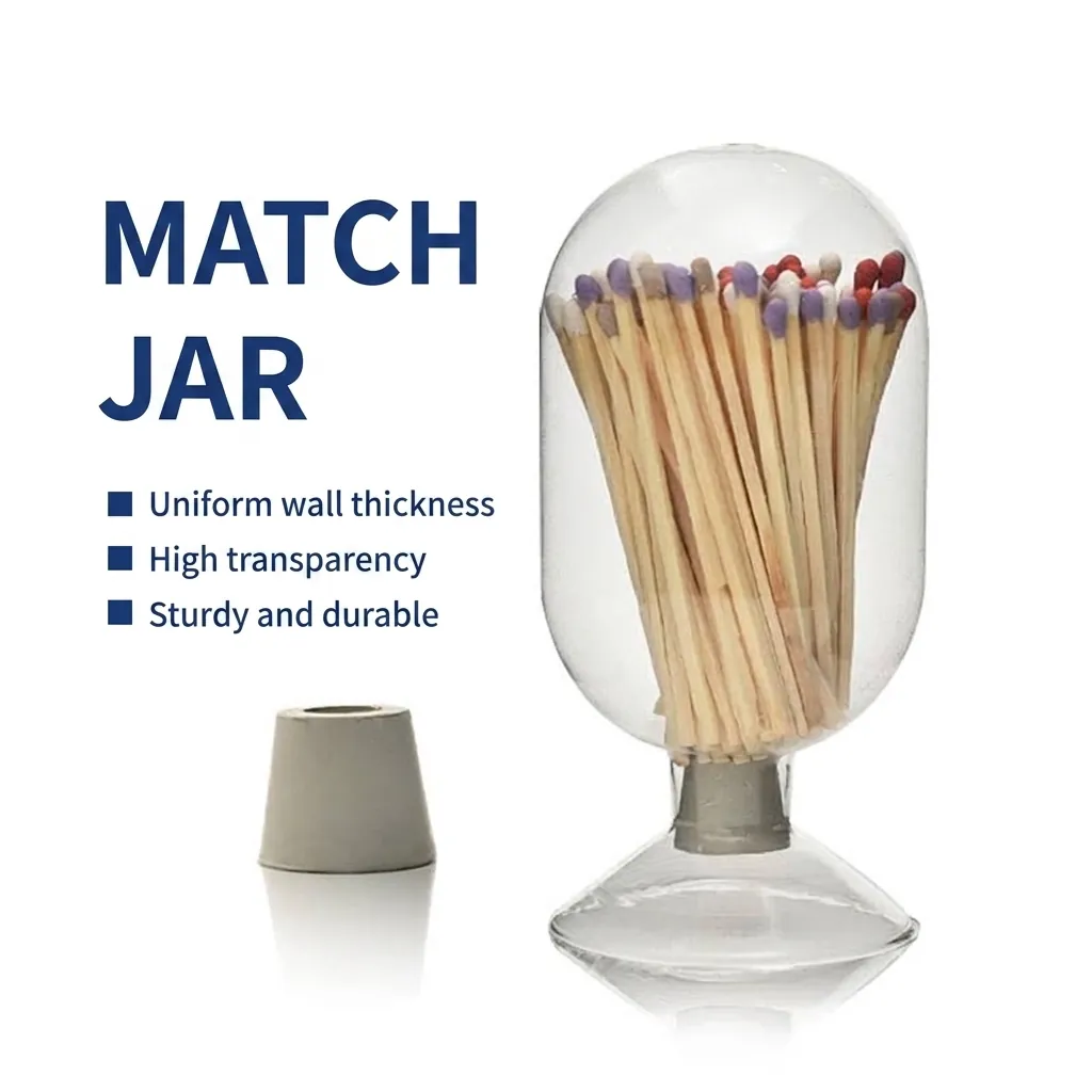 Glass Match Storage Jar With Cork Stopper Base For Scented Candles Wooden Matchstick Holder Home Decor Accessory