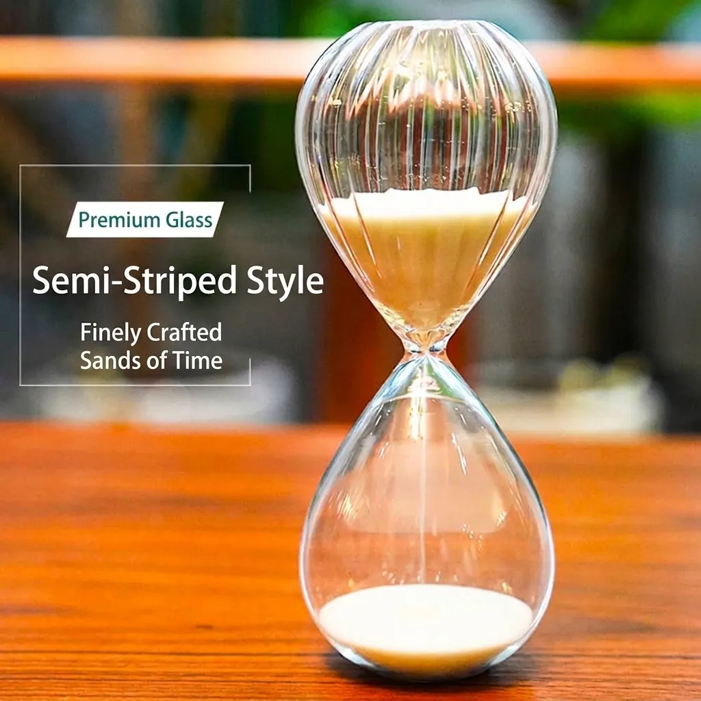 Reloj de Arena Nórdico de Vidrio de Borosilicato a Rayas Temporizador Hecho a Mano Para Decoración Moderna De Oficina En Casa
