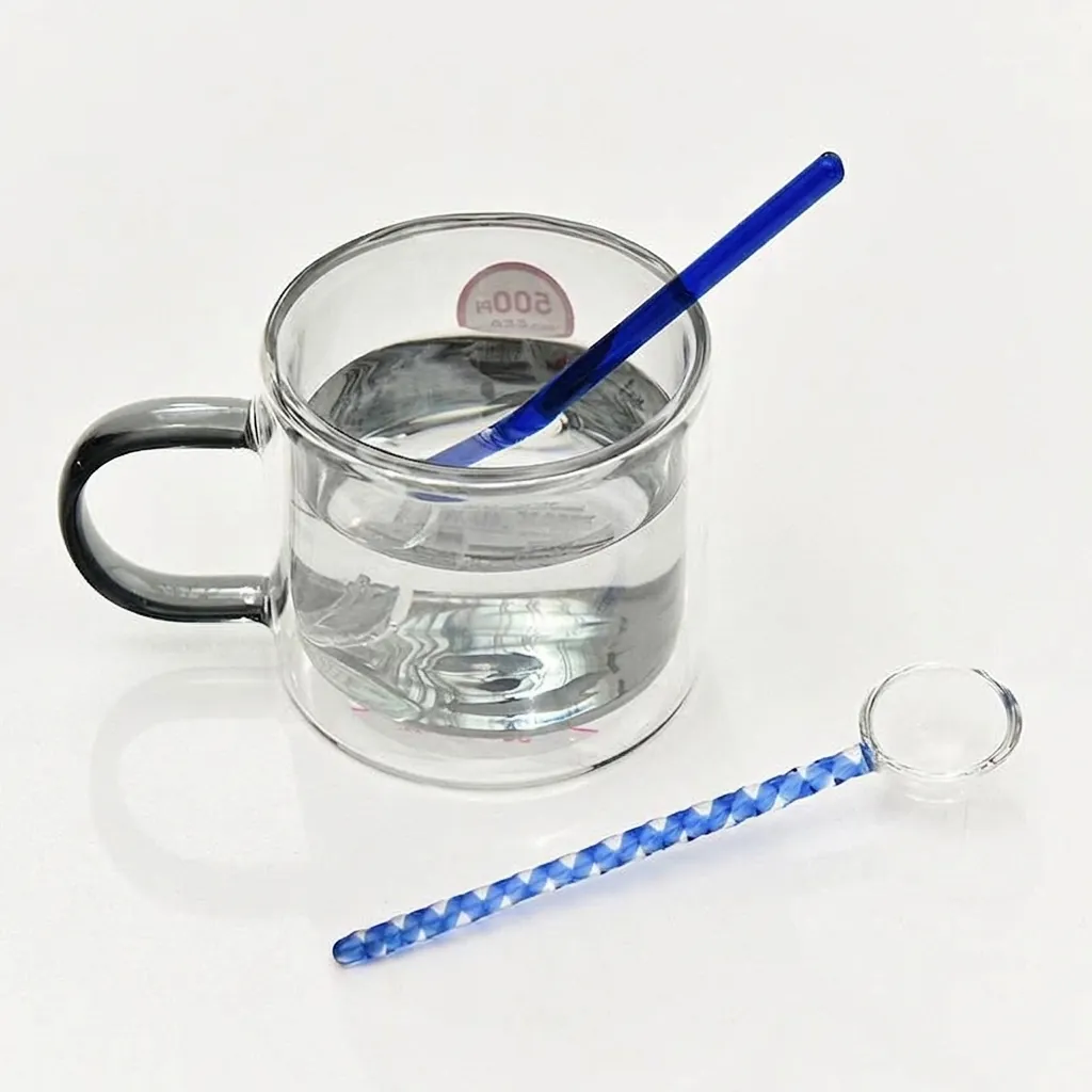 Kreativer Hitzebeständiger Bunter Glas-Rührlöffel Langer Griff Kaffeerührer Milch-Dessertlöffel Für Café Zuhause Tägliches Küchenzubehör