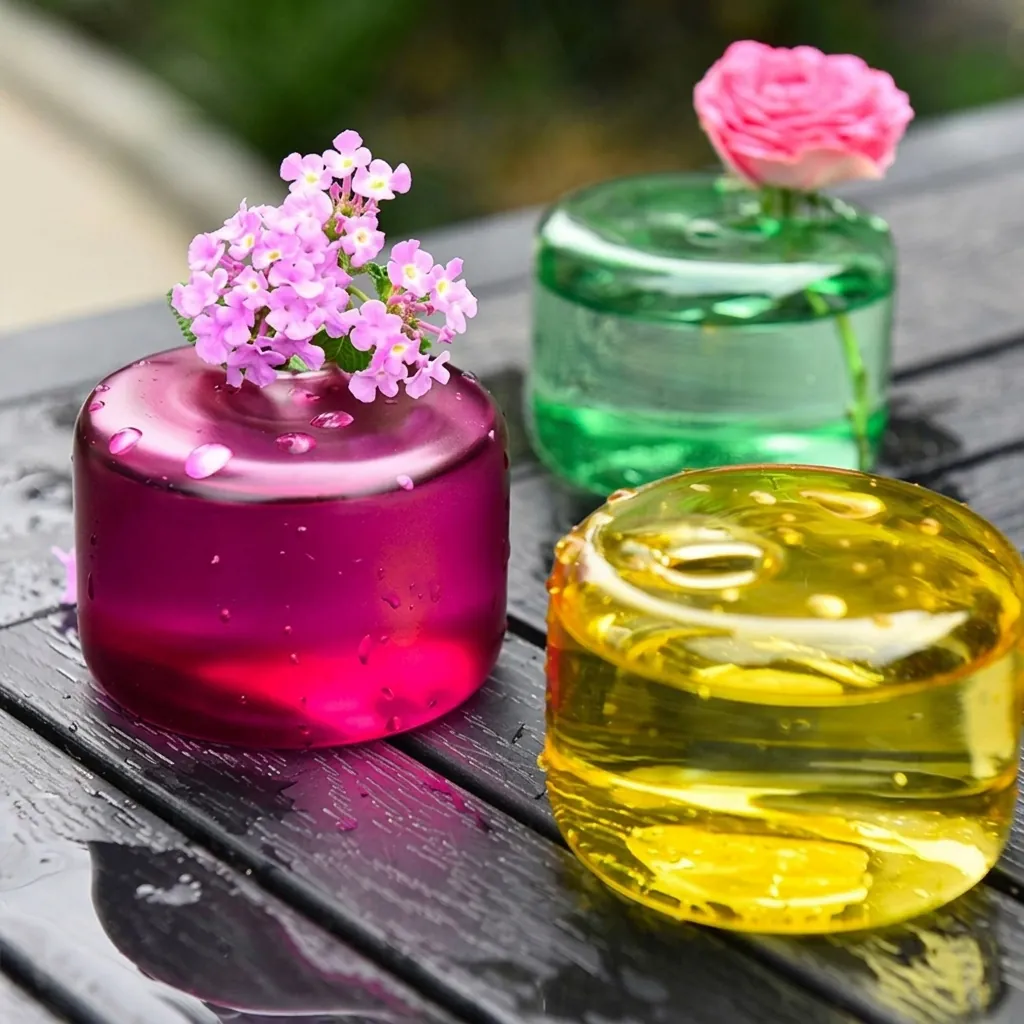 Ins Stil Bunte Transparente Borosilikatglas Mini Vase Diffusor Flasche Minimalistische Hydrokultur Blumenvase Tischdeko