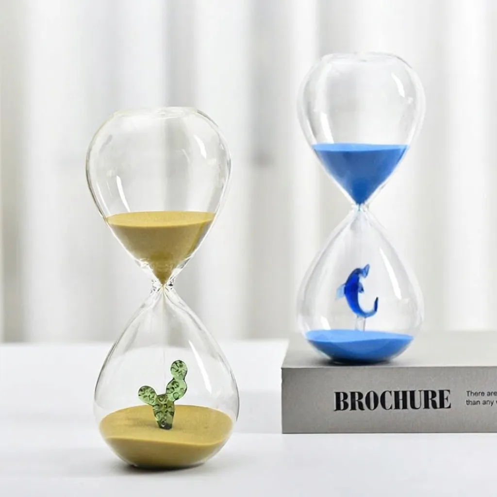 30 Minute Creative Glass Hourglass Timer Built-in Animal Cactus Christmas Tree Miniature Landscape Desk Ornament Home Decor Gift