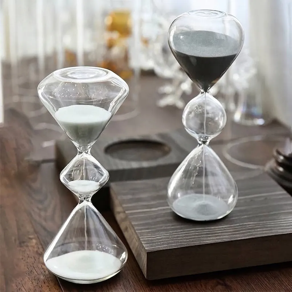Reloj de Arena de Vidrio de Tres Capas Nórdico Creativo Temporizador de Arte Reloj de Arena Geométrico Decoración de Escritorio