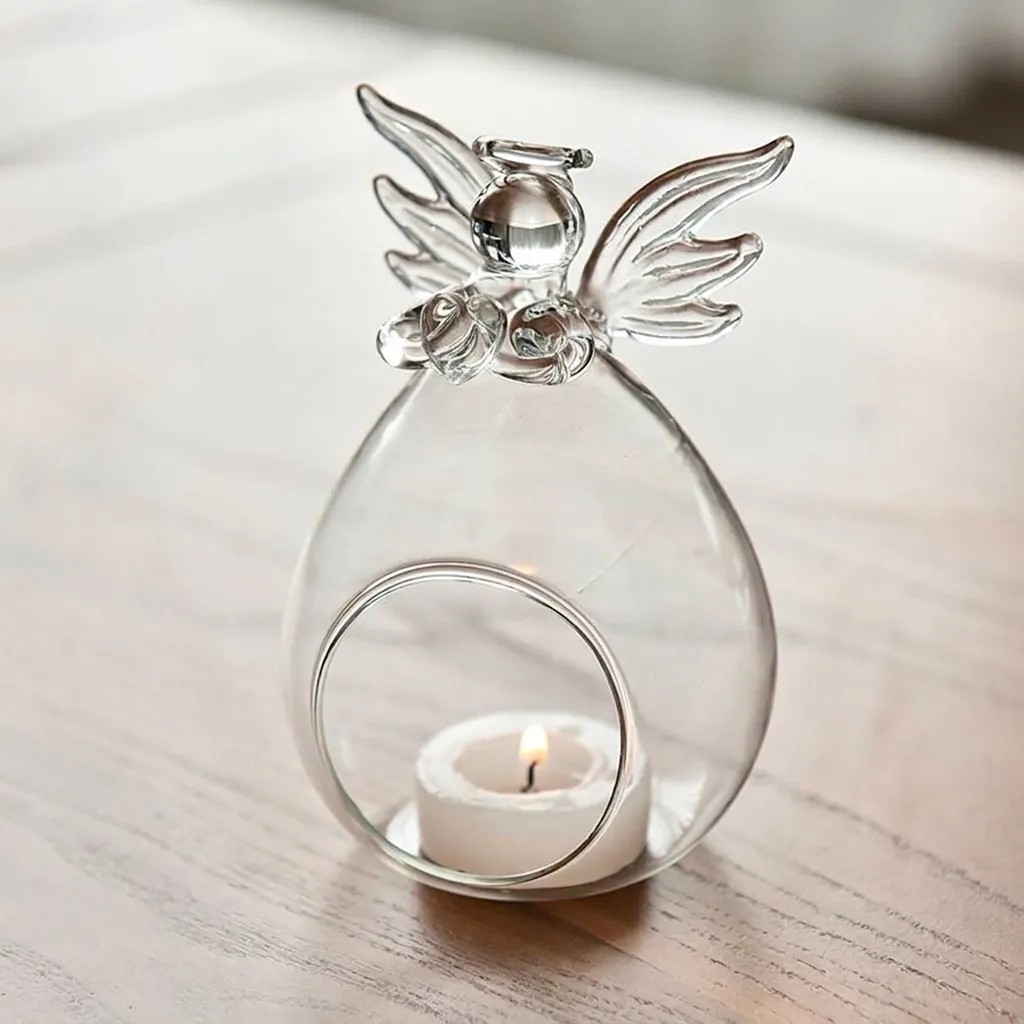 European Style Transparent Glass Angel Candle Holder For Wedding Birthday Party Romantic Dinner Home Decor Crafts Gift