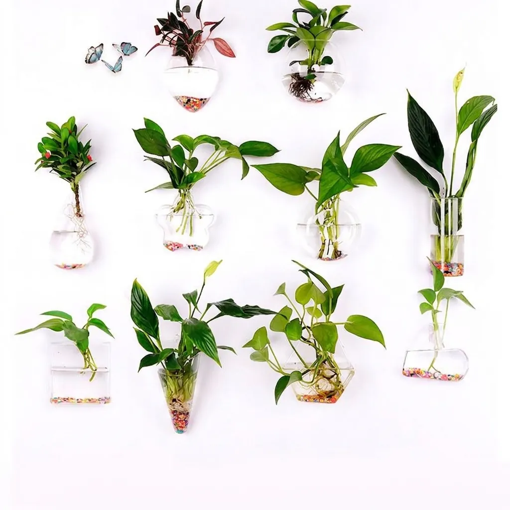 Creative Wall Mounted Glass Vase Transparent Hanging Terrarium Planter For Hydroponic Plant Fish Tank Home Decor Ornament