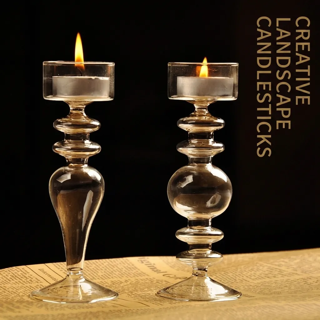 European Style Clear Borosilicate Glass Candlestick Hand Blown High Foot Candle Holder For Wedding Home Decor Table Ornament