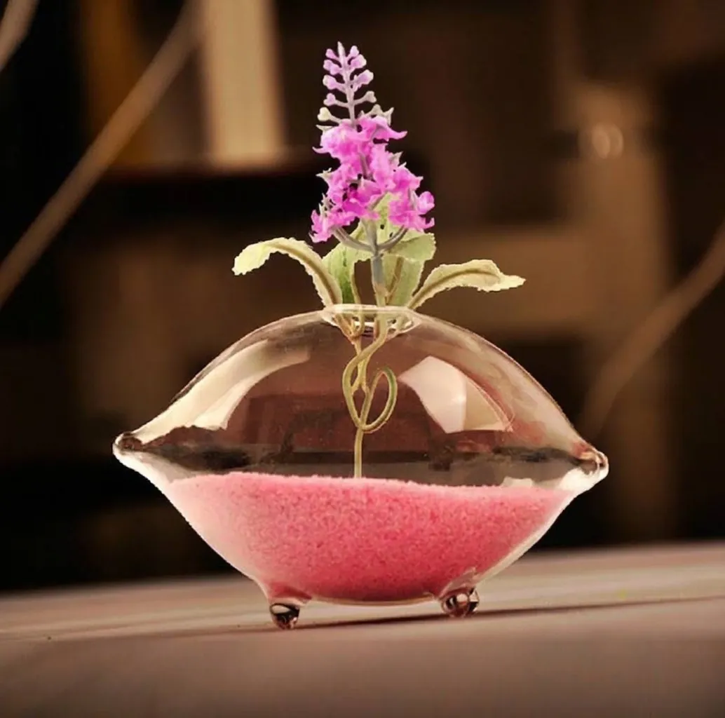 Jarrón de Vidrio de Borosilicato Transparente Moderno Contenedor de Flores Hidropónico en Forma de Oliva Vidrio Claro de Tres Patas Decoración Hogar
