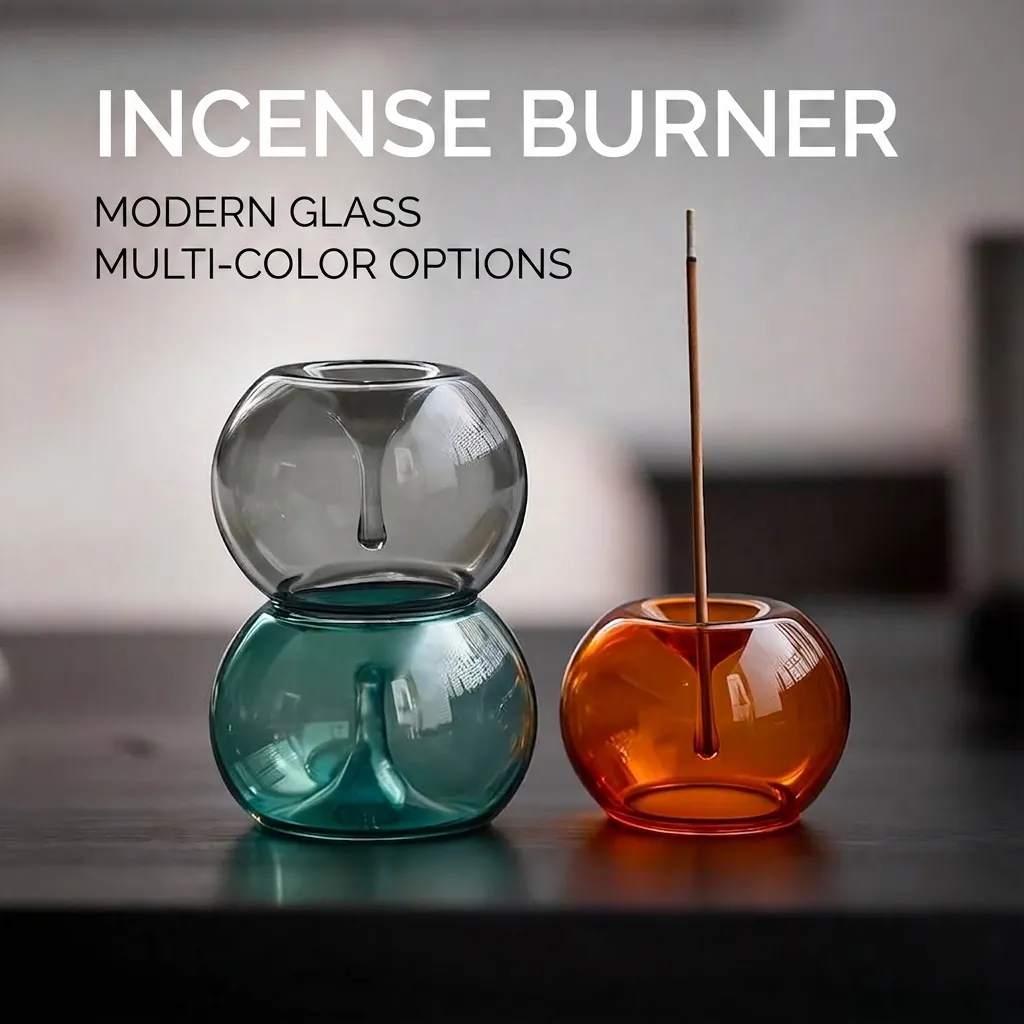 Zen Glass Incense Holder Chinese Style Round Incense Burner Base For Sticks Home Fragrance Decor Tea Ceremony Aromatherapy