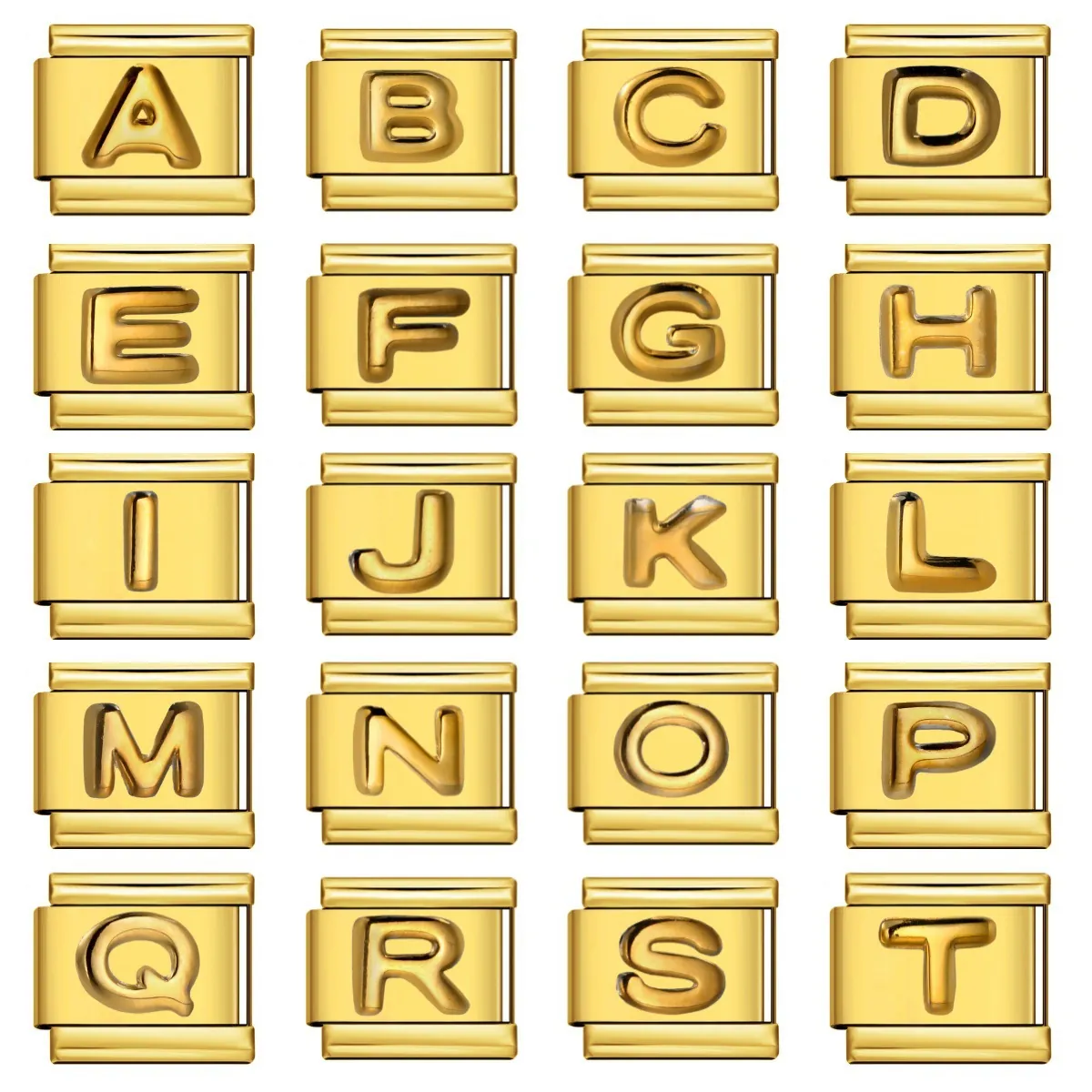 Gold Edelstahl Italienische Charm Armband Glied Konvexer Buchstabe DIY Modular Dehnbar Armband Zubehör Für Herren Damen Schmuck
