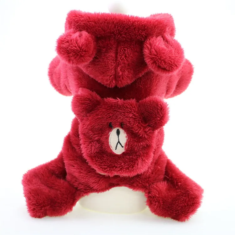 Combinaison Chien Automne Hiver Polaire Épaissie Motif Ours Dessin Animé Vêtements Quatre Pattes Pour Petits Chiens Teddy Bichon