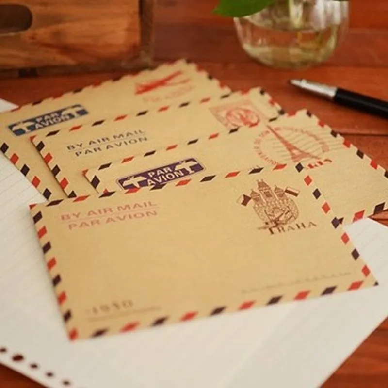 Vintage Kraftpapier Umschläge Luftpost Stil Poststempel Design Für Briefe Schreiben Scrapbooking Dekorative Papier Umschläge