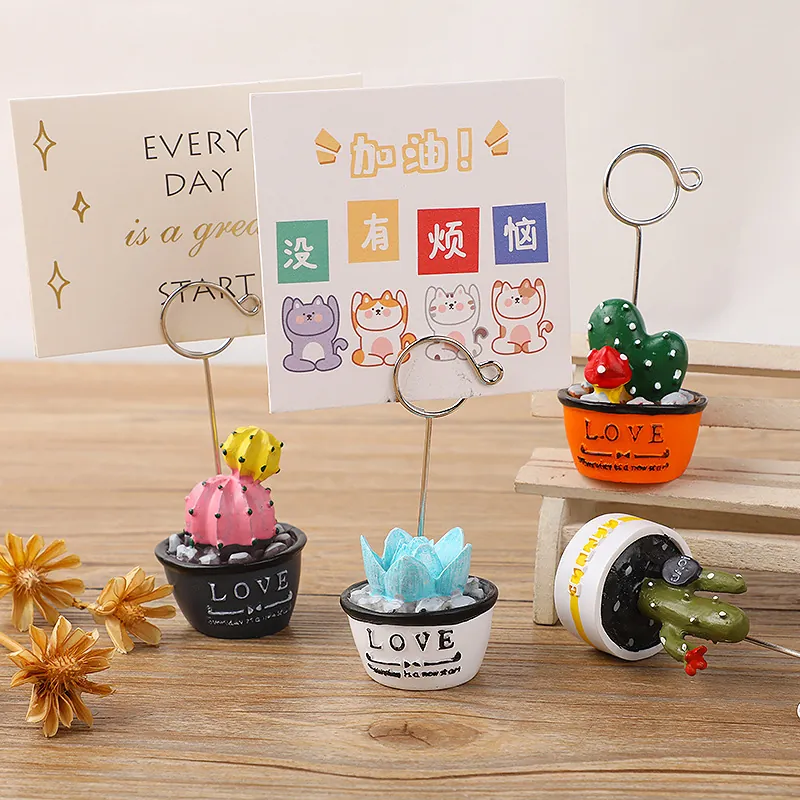 DIY Süße Sukkulenten Kaktus Bonsai Schreibtisch Memo Halter Foto Clip Harz Ornament Desktop Nachricht Visitenkartenständer