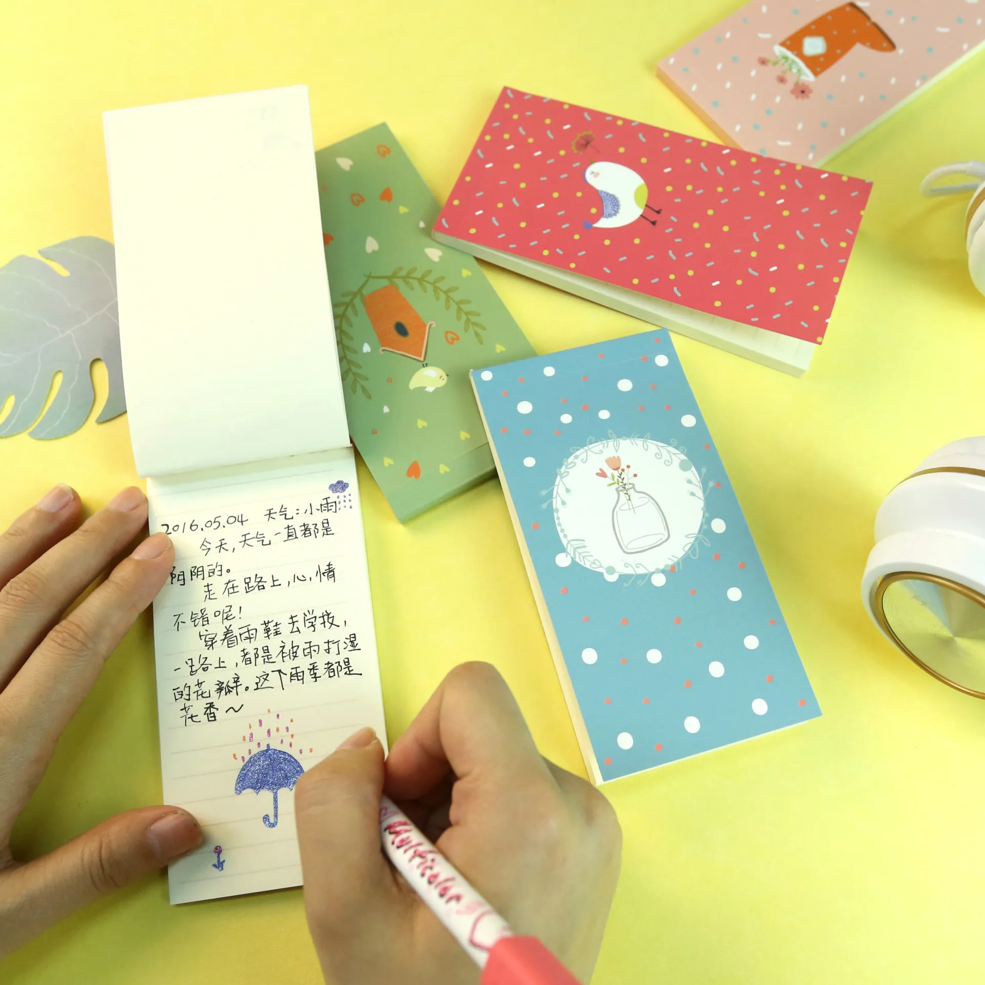 Forest Style Hand-drawn Illustration Planner Memo Pad Portable Paper Diary Record Notebook For Daily Planning Office School Supplies