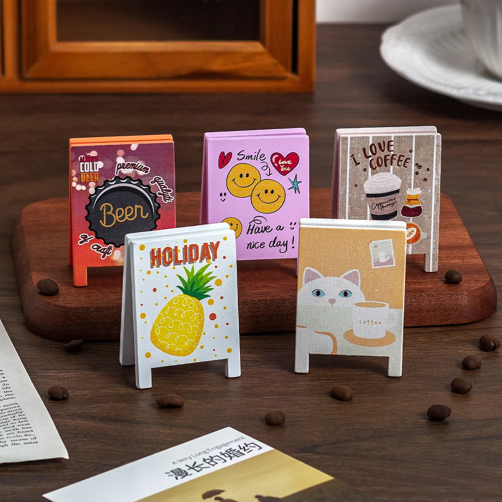Creative Wood Note Clip Stand Vintage Desk Photo Holder Cute Cartoon Wooden Card Clip Desktop Message Stand For Office Home Decor