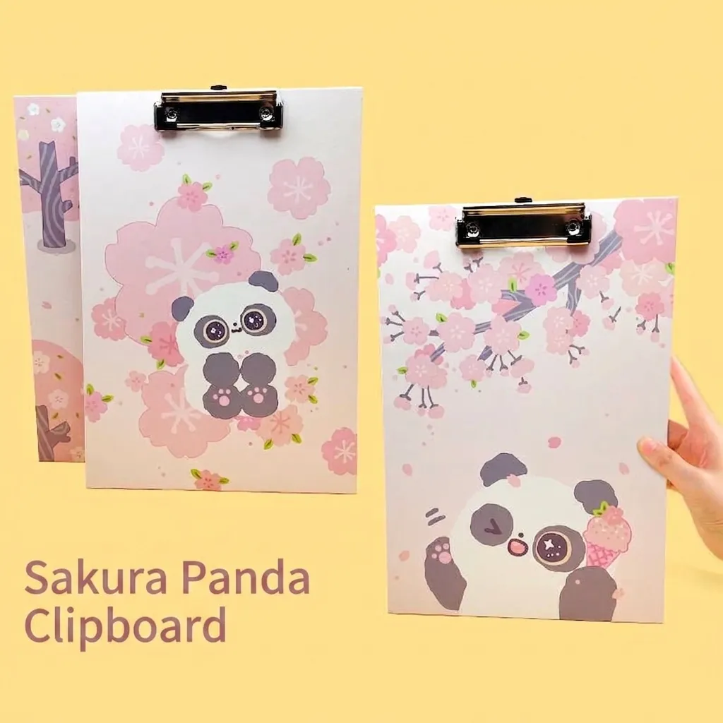 A4 Kreative Süße Cartoon Panda Kirschblüte Klemmbrett Papier Ordner Für Studenten Bürobedarf Dokumenten-Organizer