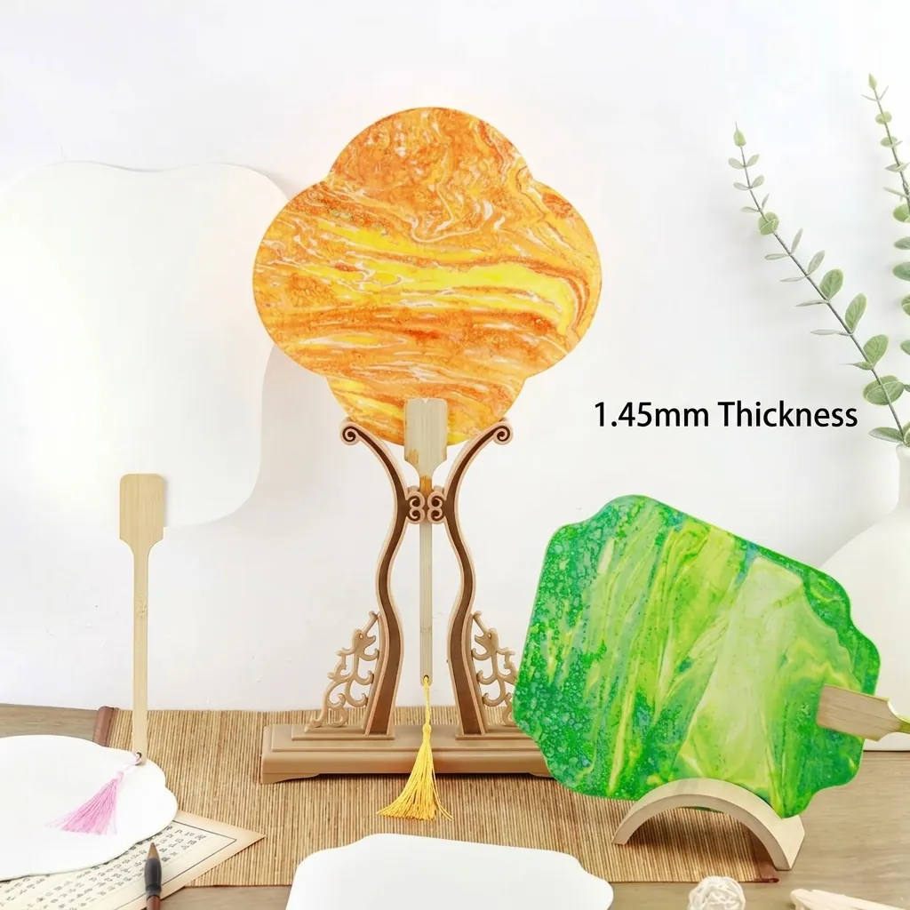 Traditional Chinese Style DIY Blank Bamboo Tuanshan Fan For Hand Painting Lacquer Art Retro Paper Fan With Tassel Cultural Creative Gift For Women Decor