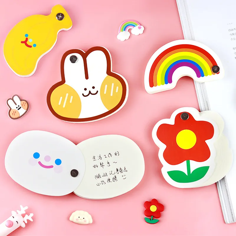 Cute Cartoon Portable Memo Pad Ring-Bound Vocabulary Notebook Pocket Blank Notepad Stationery For Students School Office Supplies