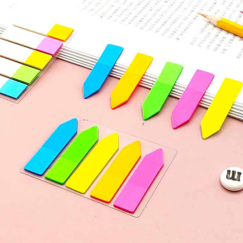 PET Fluorescent Index Stickers Transparent Waterproof Page Markers Sticky Notes For Notebook Office School Supplies