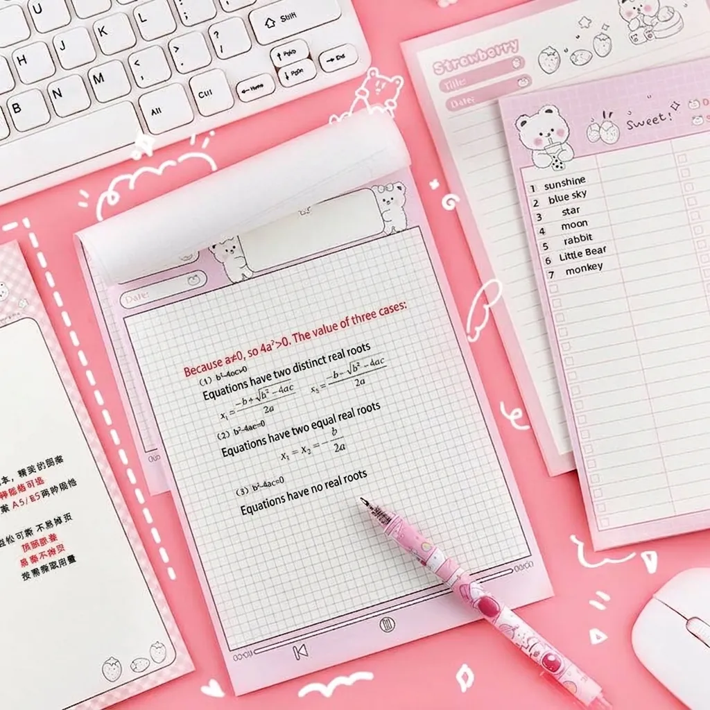 Creative Cartoon Cute Bear Rabbit Memo Pad B5 A5 Grid Lined Paper Student School Office Stationery Supplies Tearable Note Book