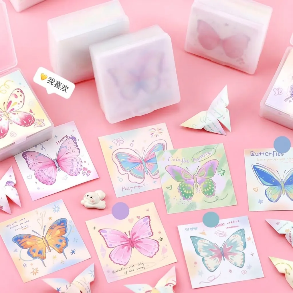Σημειωματάριο Πεταλούδα Scrapbooking Χαρτί Πολύχρωμα Φύλλα Origami DIY Χαρτικά Με Κουτί Αποθήκευσης