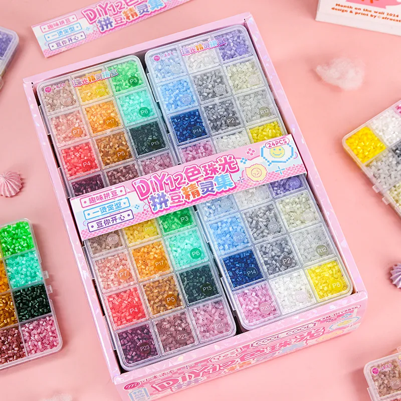 12 Farben 2.6mm Perlmutt Bügelperlen DIY Set Pädagogisches Kunsthandwerk Pixelperlen Mit Kunststoff Aufbewahrungsbox Für Kinder Erwachsene