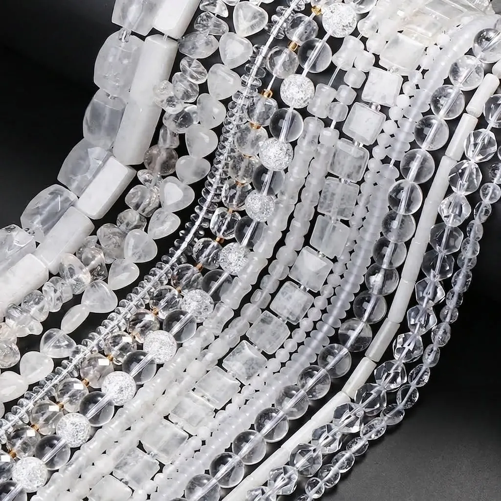 Natuurlijke Witte Kwarts Kralen Helder Kristal Rond Gefacetteerd Onregelmatige Chips Voor DIY Sieraden Maken Ketting Armband