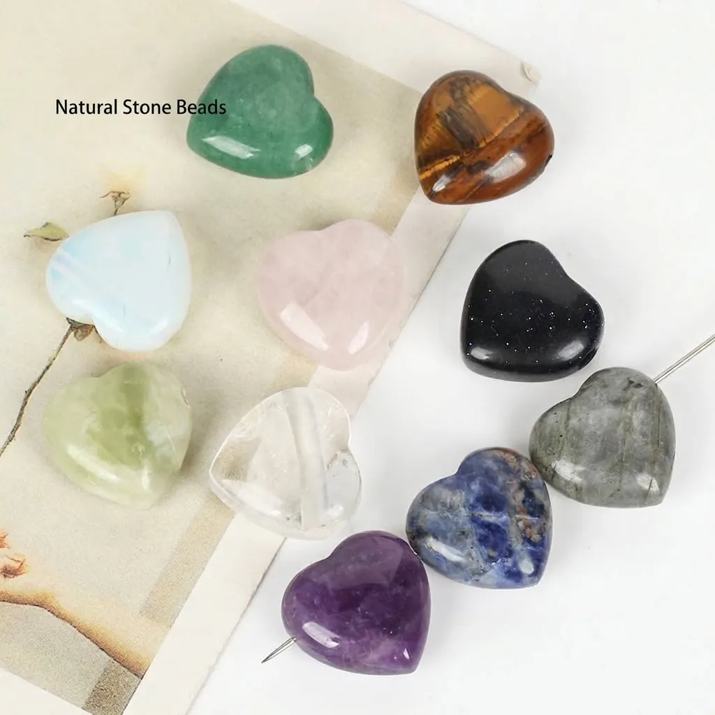 Heart Shaped Natural Stone Beads Semi Precious Gemstone Beads With Horizontal Hole For DIY Jewelry Making Crafts Personalized Accessories