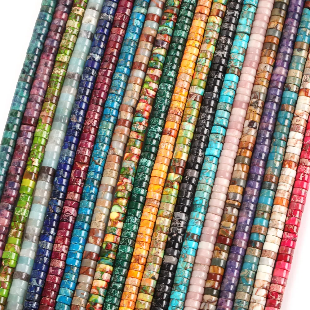 Natural Imperial Stone Spacer Beads Heishi Disc Rondelle Loose Beads For Jewelry Making DIY Bracelet Necklace Accessory