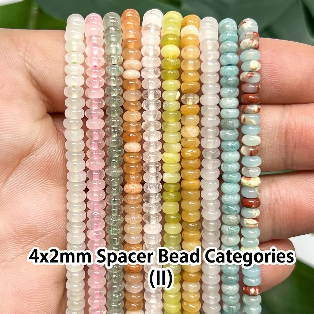 Cuentas de Ábaco de Piedra Natural Cuentas Espaciadoras Rondelle Serie de Colores Claros Cuentas Sueltas para Materiales DIY