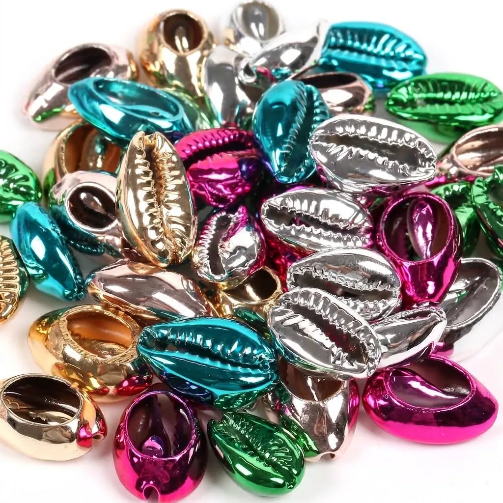 Natural Cowrie Shell Beads Electroplated Metallic Finish Loose Beads For DIY Necklace Bracelet Jewelry Making Bohemian Accessories