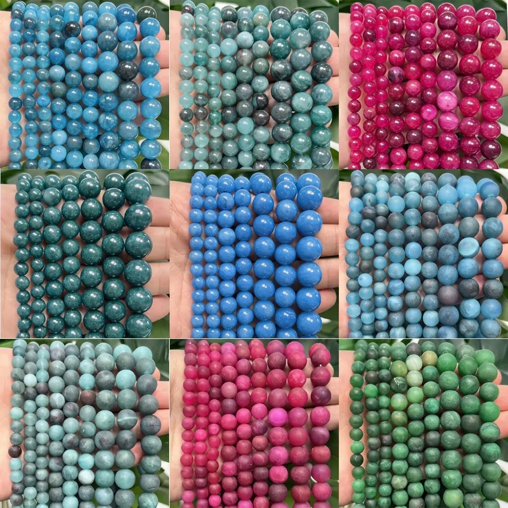Cuentas Redondas de Ágata Calcedonia Optimizada Pulidas Mate Piedras Preciosas Sueltas para Accesorios de Joyería DIY Pulsera Artesanía