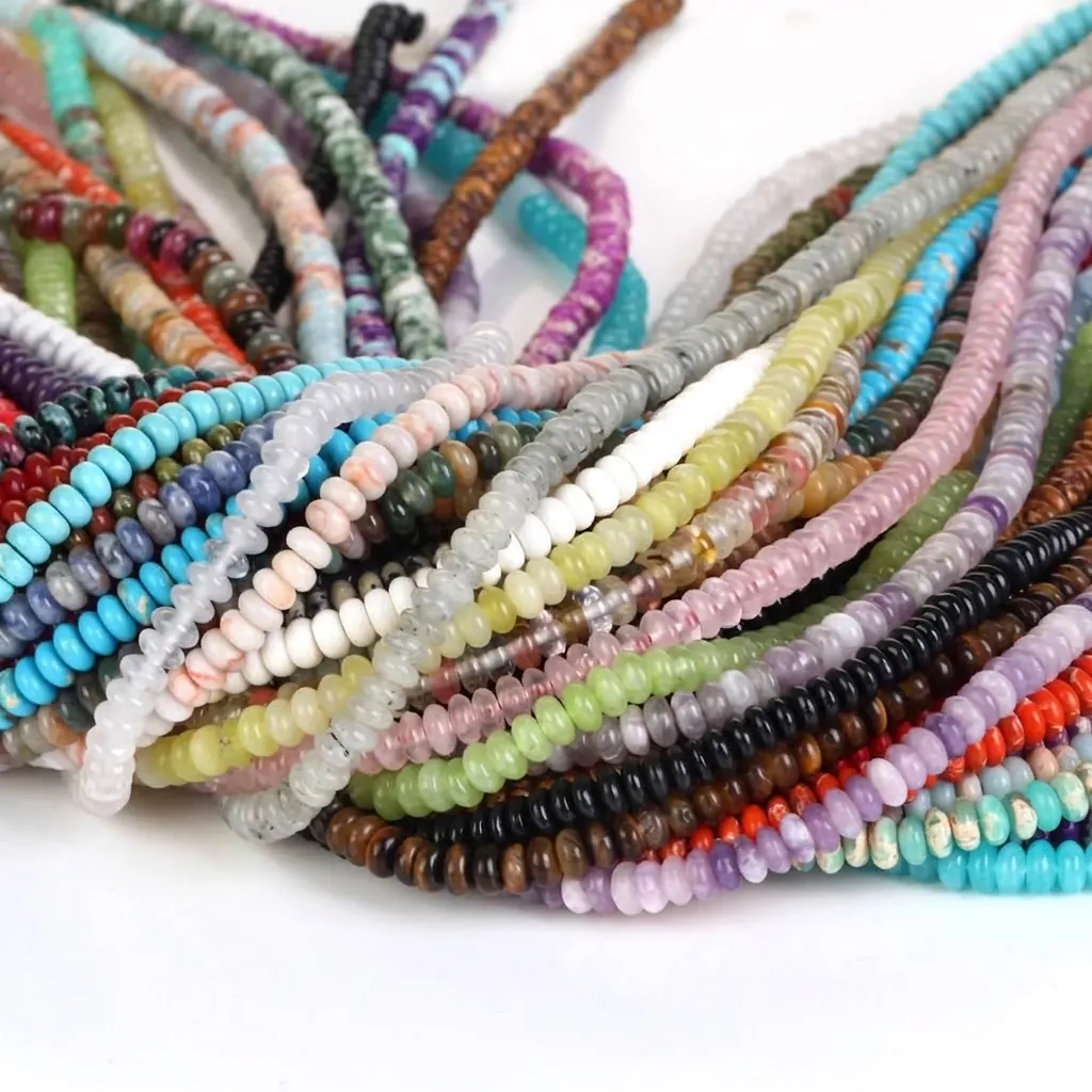 Naturstein Abakus Perlen Polierte Rondelle Zwischenperlen Lose Perlen Für Die Schmuckherstellung DIY Armbänder Halsketten Zubehör