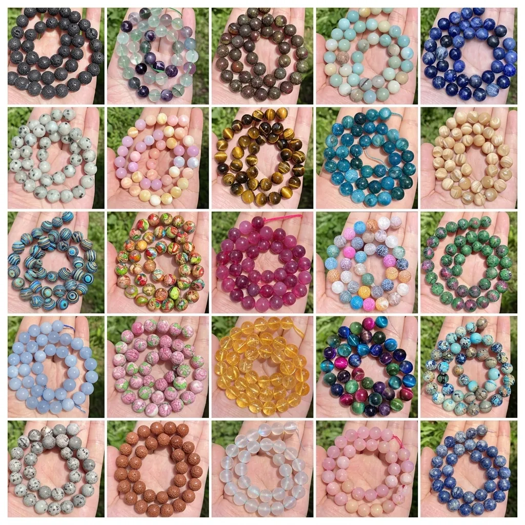 Perle Tonde in Pietra Naturale per la Creazione di Gioielli Fai da Te Ametista Quarzo Rosa Occhio di Tigre Ottimizzato per Bracciali
