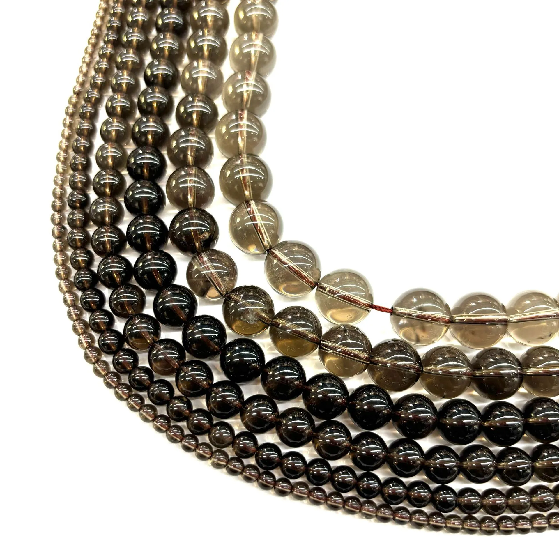 Cuentas Redondas de Cuarzo Ahumado Natural de Brasil Alta Claridad Cuentas de Piedras Preciosas Sueltas para Hacer Joyas DIY Collares Pulseras