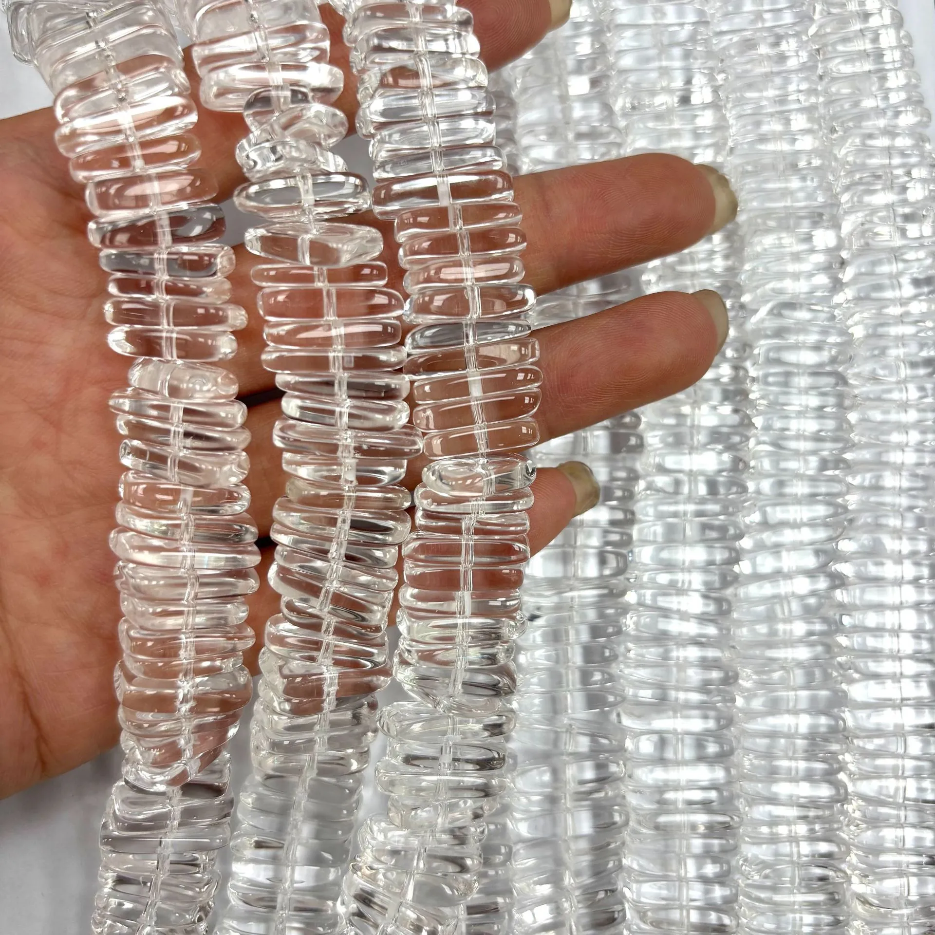 Cuentas de Cristal de Roca Natural Cuarzo Ahumado de Brasil Alta Claridad Tira Rectangular Cuentas Sueltas para Joyería DIY