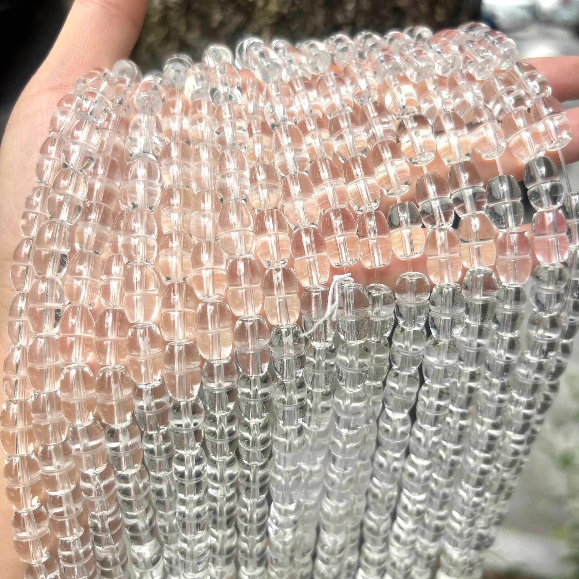 Perles de Quartz Clair Naturel du Brésil Forme Pomme Riz Perles de Pierre Polies en Vrac pour Fabrication de Bijoux DIY Accessoires