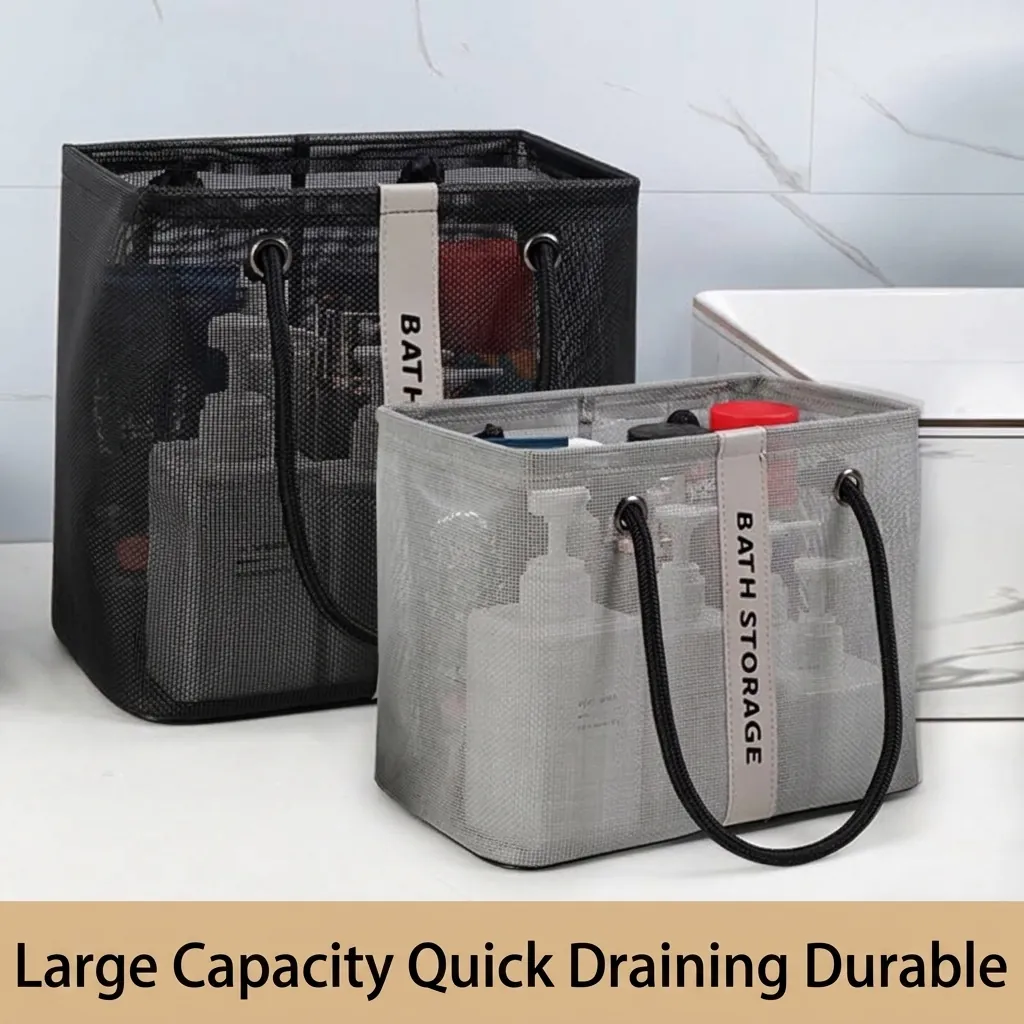 Minimalist Mesh Toiletry Bag Large Capacity Quick Drying Bathroom Shower Caddy Tote Portable Organizer For Swimming Travel