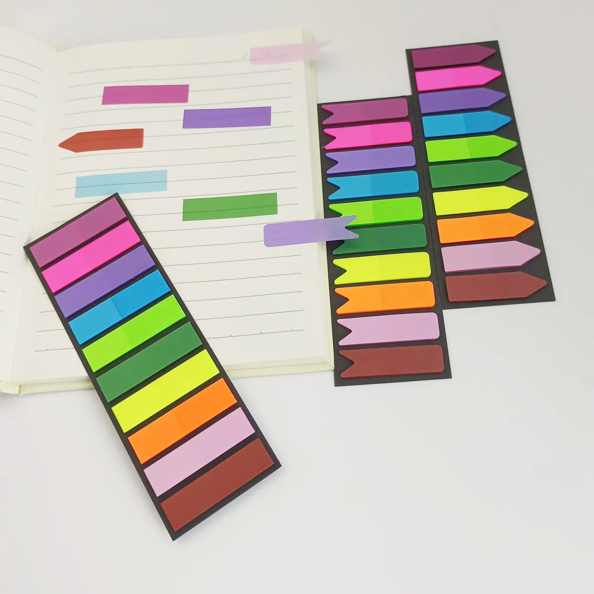 Multicolor PET Index Tabs Sticky Notes Fluorescent Morandi Arrow Swallowtail Rectangle Page Markers For Book Reading Office School Supplies
