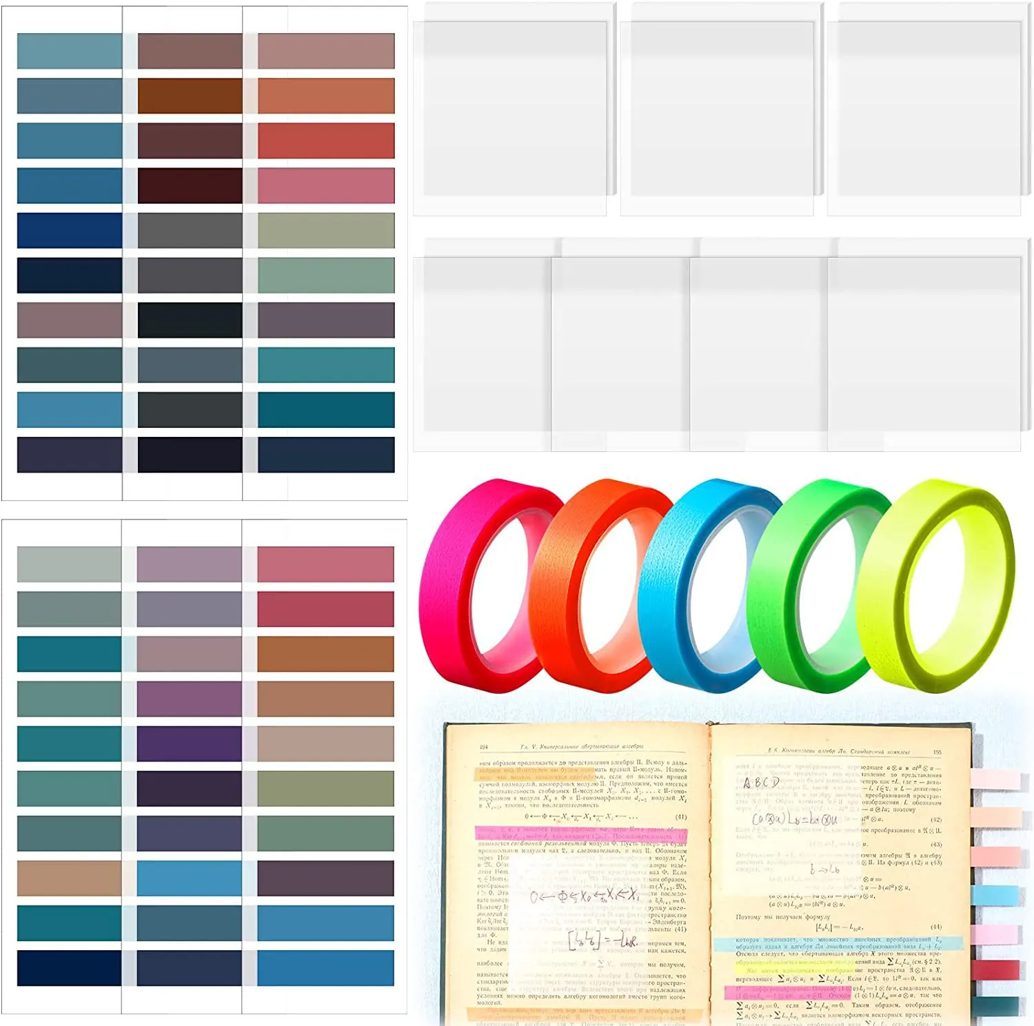Multicolor Transparent Waterproof Roller Page Markers Fluorescent Index Tabs Sticky Notes For Books Office School Stationery Supplies