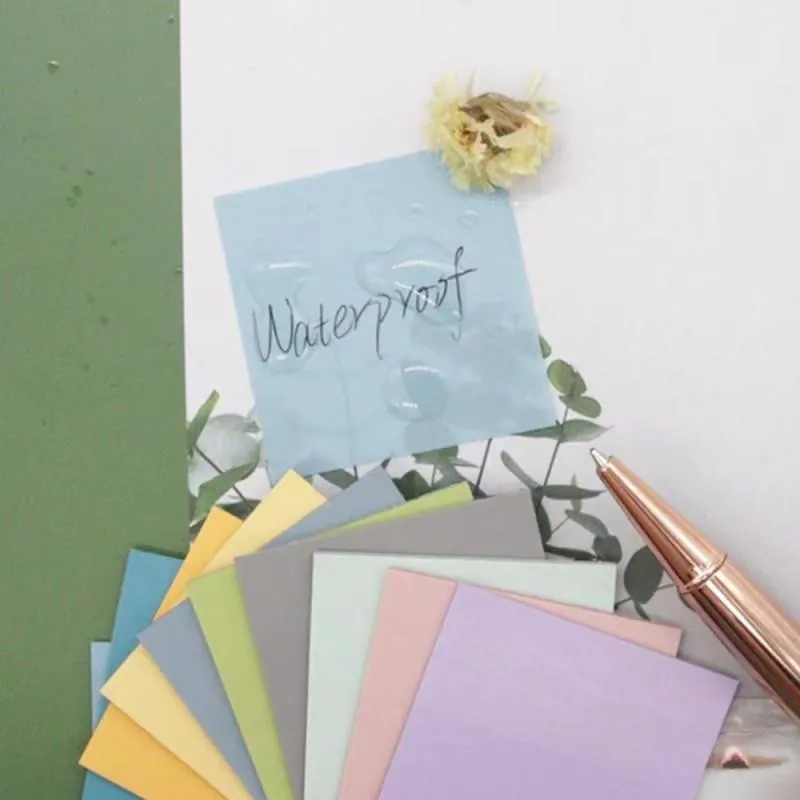 Foglietti Adesivi Trasparenti Impermeabili Morandi Colore Retro Blocco Note in PET Note Autoadesive Traslucide Per Scuola Ufficio Journaling Cancelleria