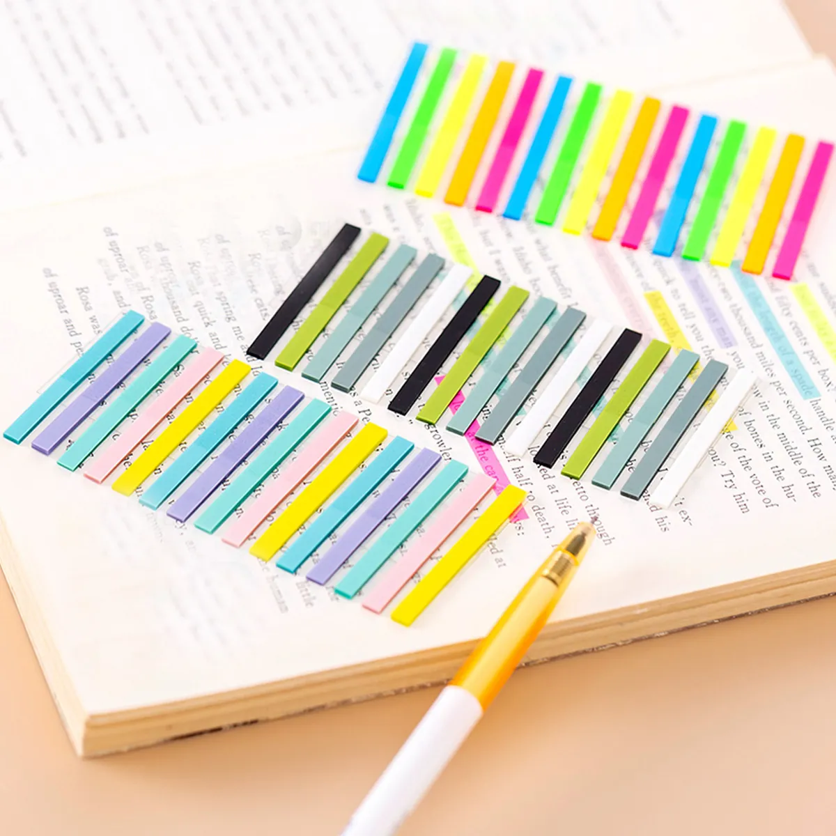 Transparent Narrow Strip Index Tabs PET Writable Sticky Notes For Reading Notebook Book Page Markers Morandi Macaron Fluorescent Colors School Office Stationery