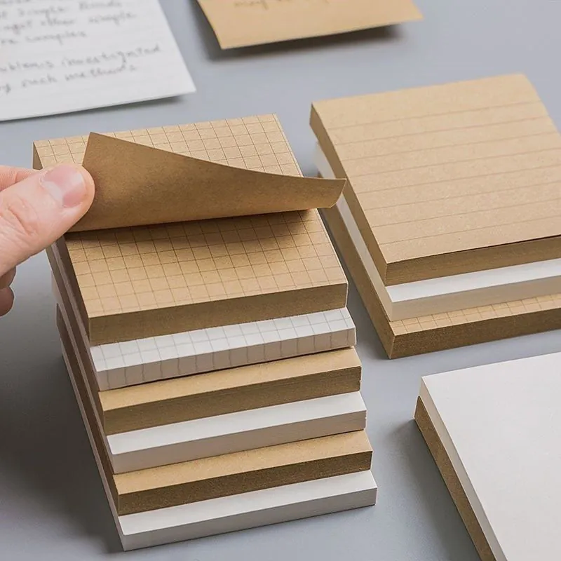Kraftpapier Haftnotizen Weiß Gitter Liniert Blanko Notizblöcke Minimalistisch Büro Schule Schreibwaren Nachrichtenerinnerung