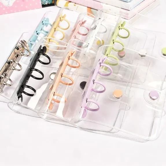 Mini 3-Hole Transparent PVC Loose-leaf Notebook Cover Portable Binder Shell For Card Collection DIY Scrapbook Daily Planner Stationery
