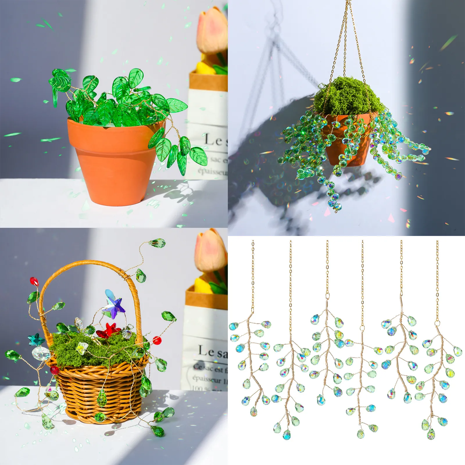 Atrapasueños de Cristal Kit DIY para Plantas de Jardín Adorno Colgante Hecho a Mano Decoración del Hogar Regalo de Arte de Vidrio