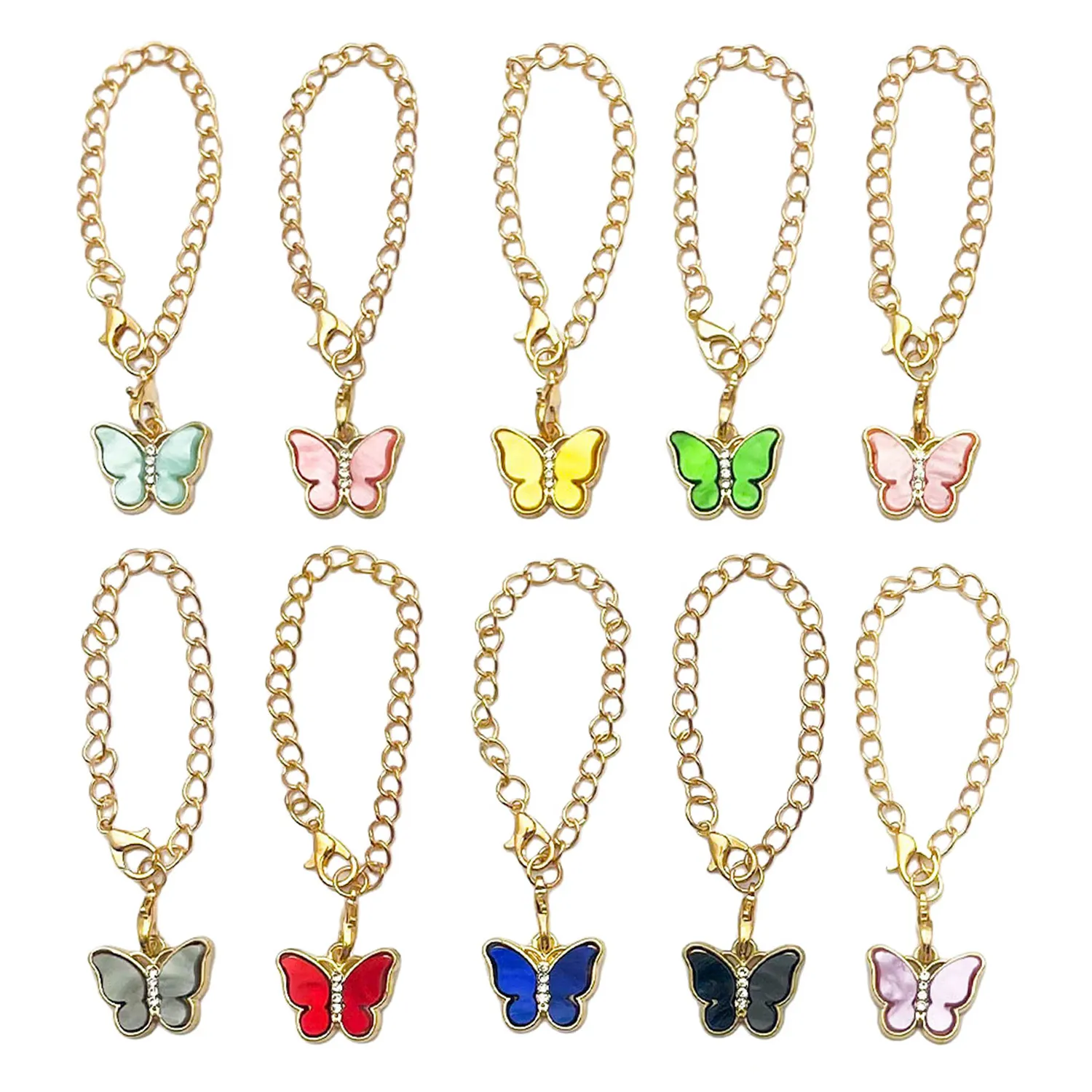 Schmetterling Becher Zubehör Anhänger Legierung Strass Emaille Schlüsselanhänger Süß Becher Charm Kette Für Damen Mädchen Schmuck