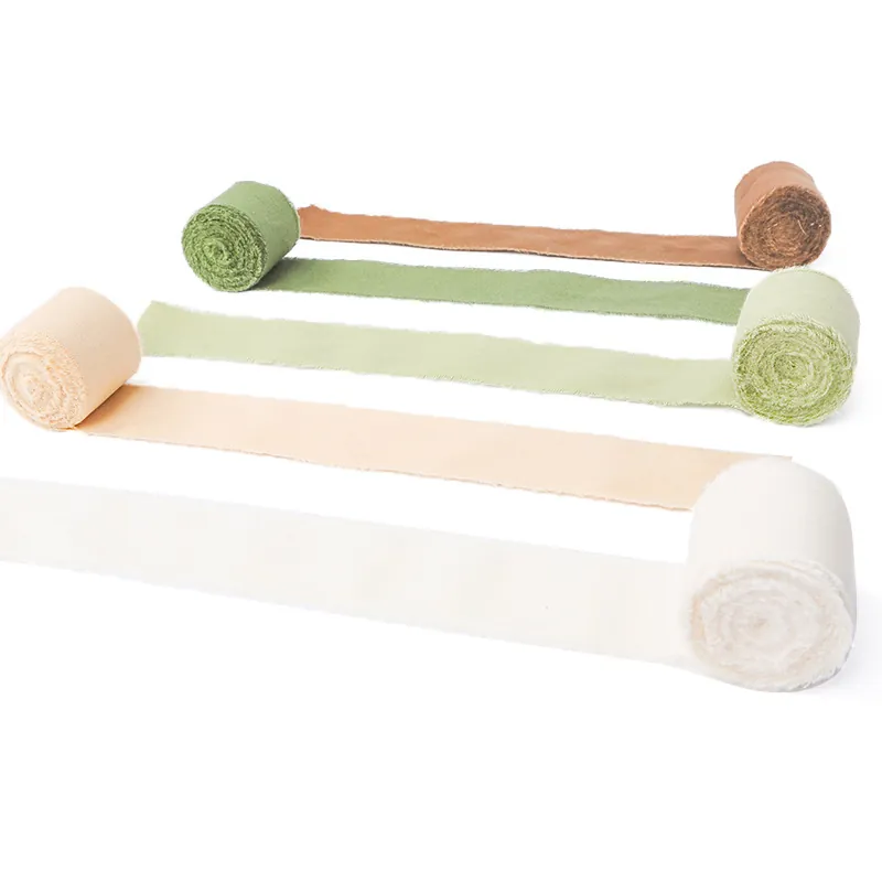 Handgemachtes Ausgefranste Kante Baumwollband Für Blumenstrauß Hochzeitsdekoration Geschenkverpackung Vintage Handgerissen Fransenband