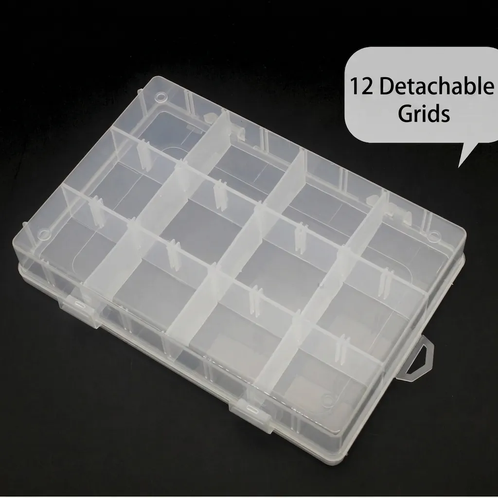 Transparent PP Plastic Storage Box Adjustable Dividers Multi-Compartment Case For Jewelry Hardware Organizing Tool Box