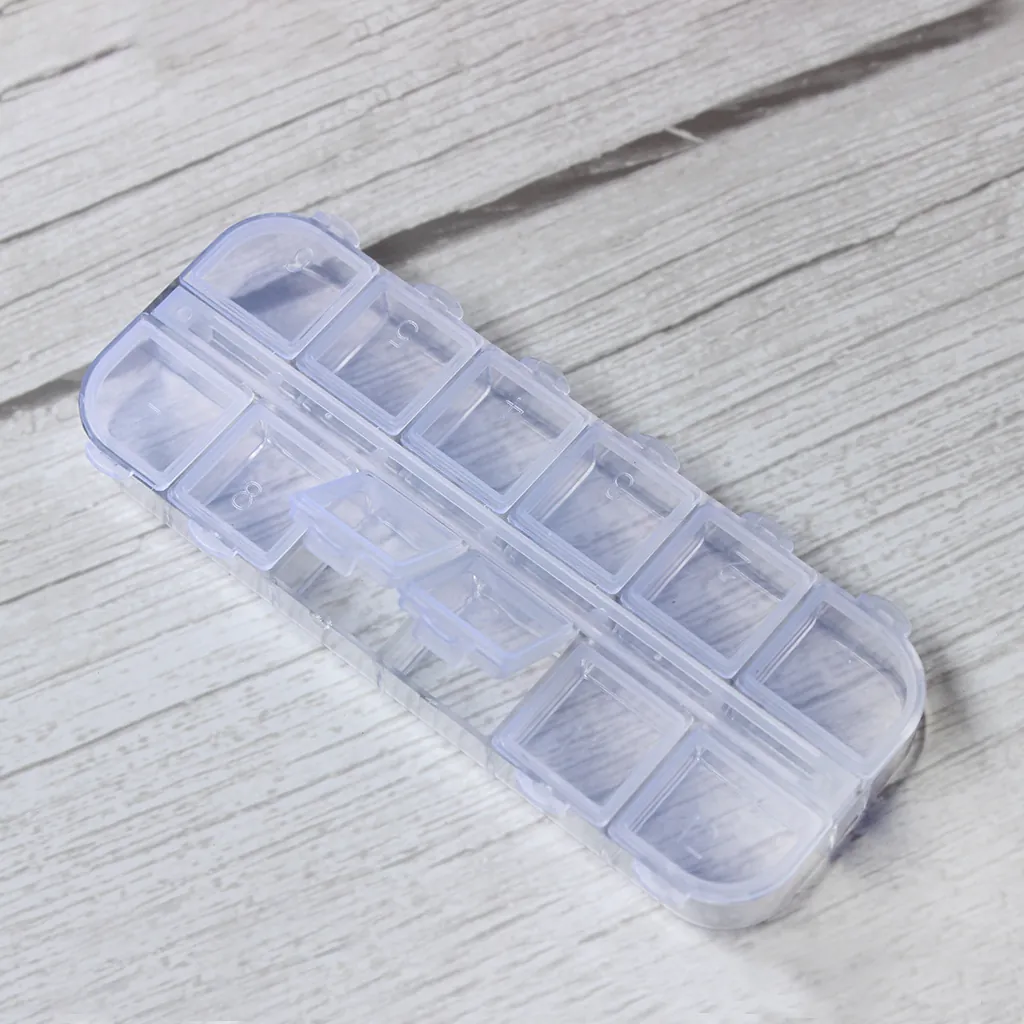 Caja de Almacenamiento de Plástico Transparente Con Tapas Independientes Organizador Numerado para Accesorios de Arte de Uñas DIY