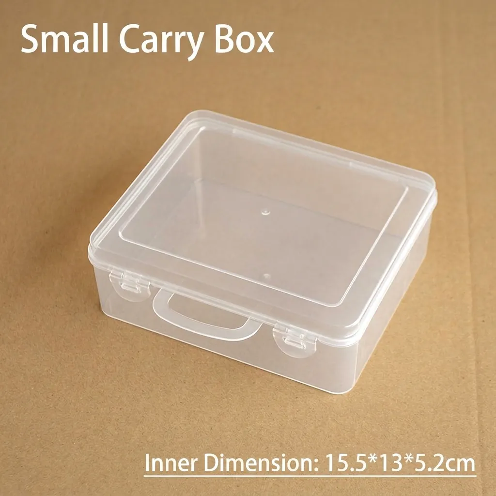 Transparent Portable Plastic Storage Box With Handle And Lid Clear Organizer Case For Stationery Toys Small Parts Home Office